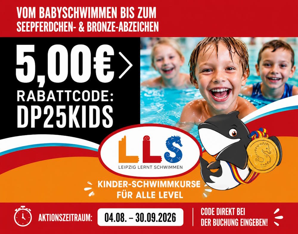 Leipzig lernt Schwimmen – 5€ Rabattcode DP25KIDS